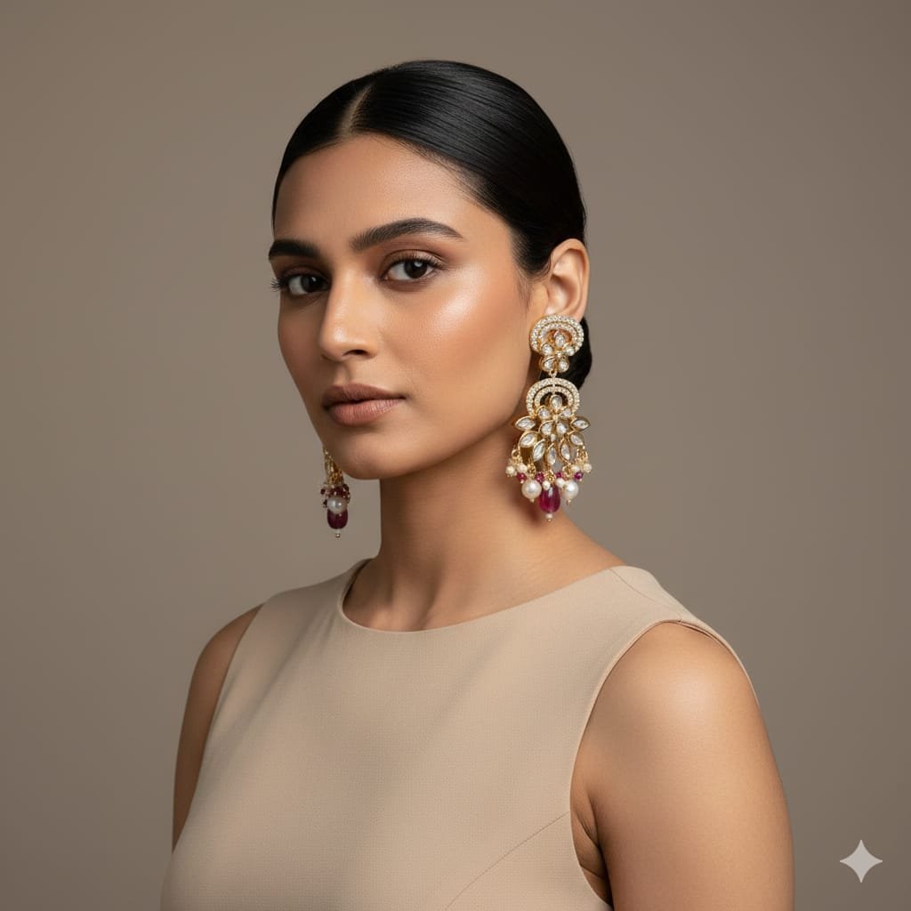 Real Kundan Earrings - Image 3