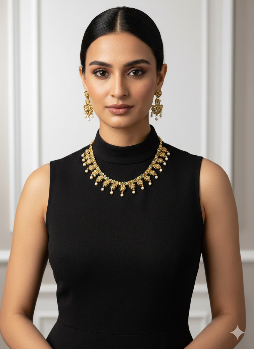 Sleek South Indian Necklace - Image 2