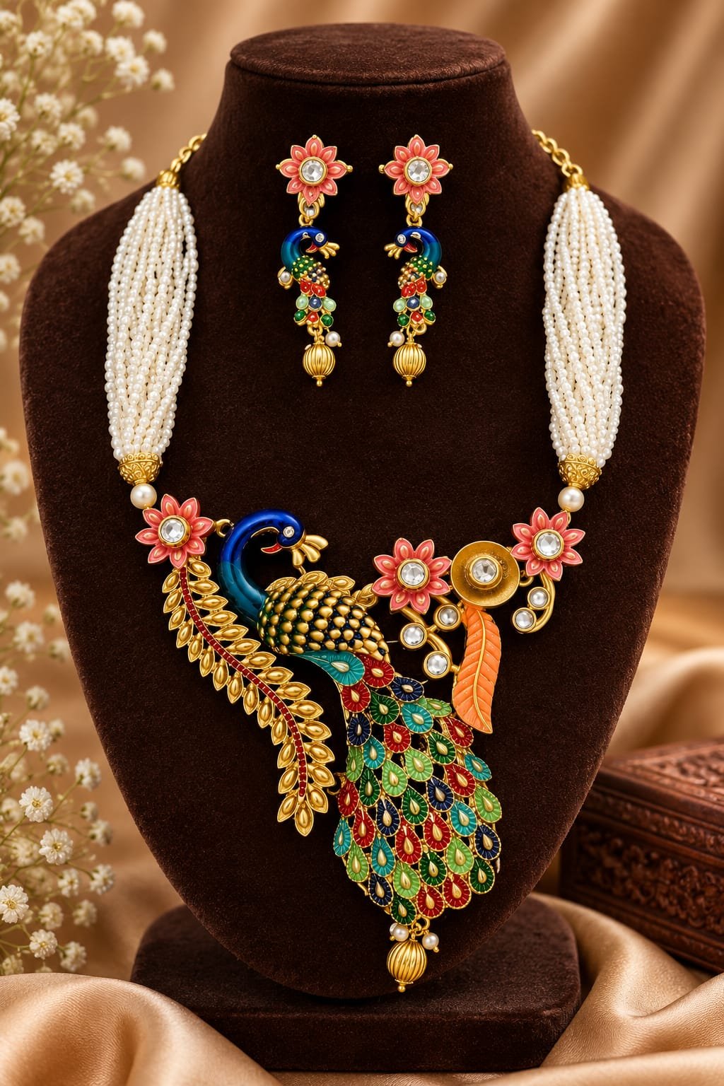 Rajwadi Peacock Necklace - Image 2