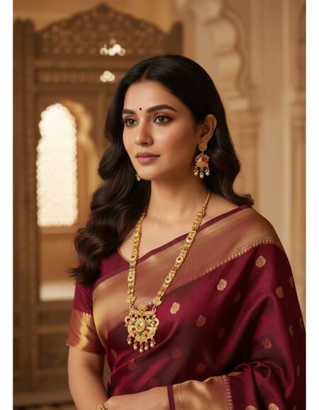 Rajwadi Golden Long Necklace