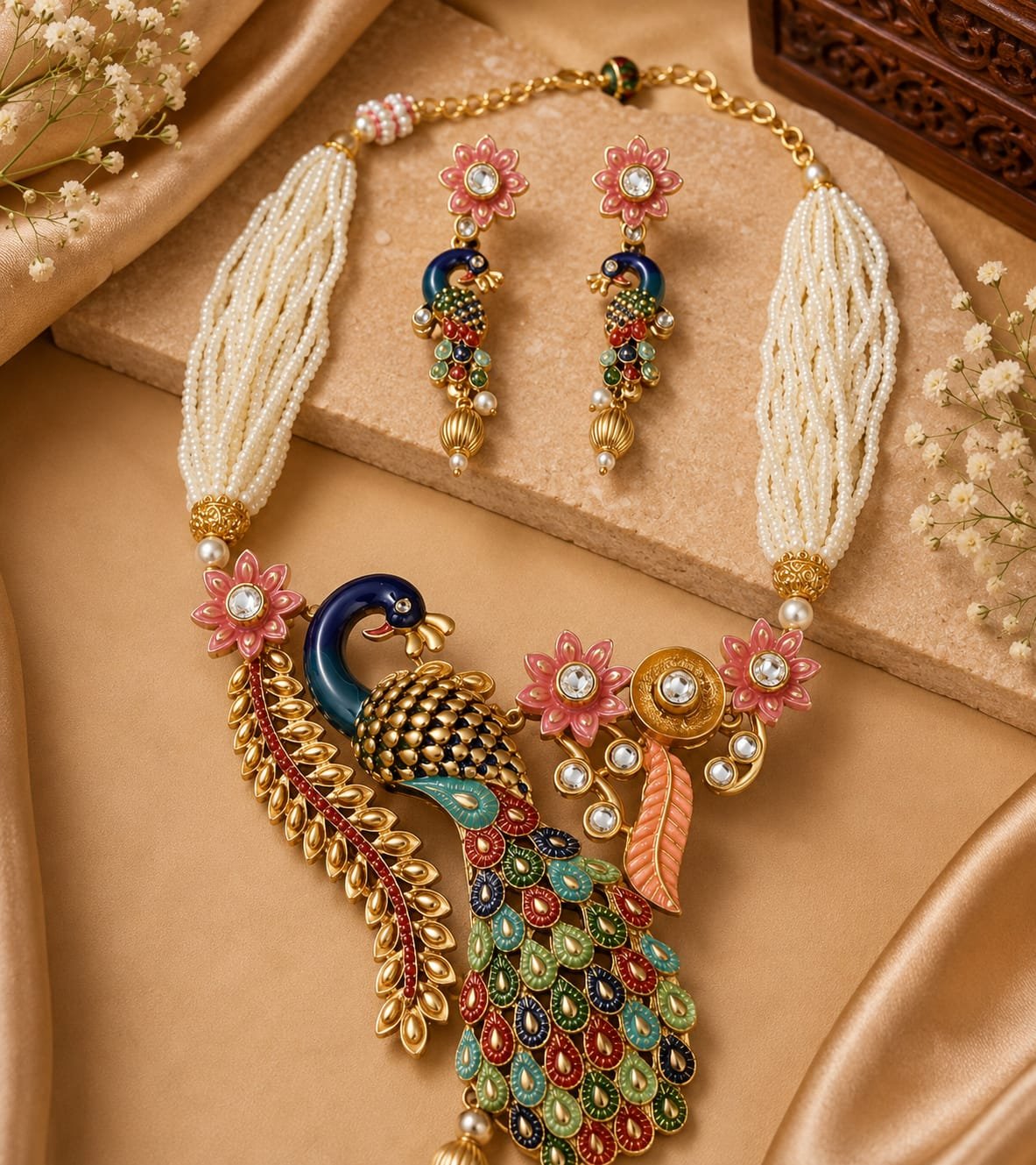 Rajwadi Peacock Necklace - Image 3